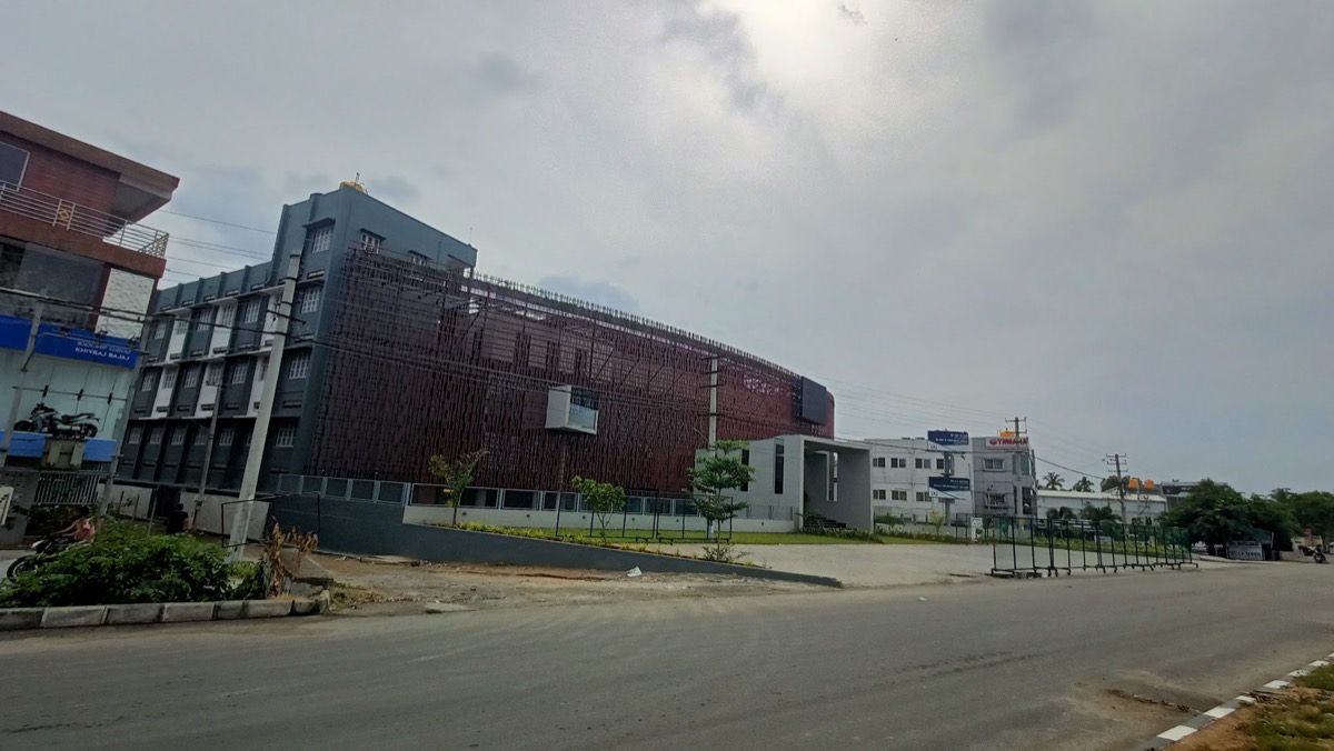 The PU building with its terracotta lattice facade